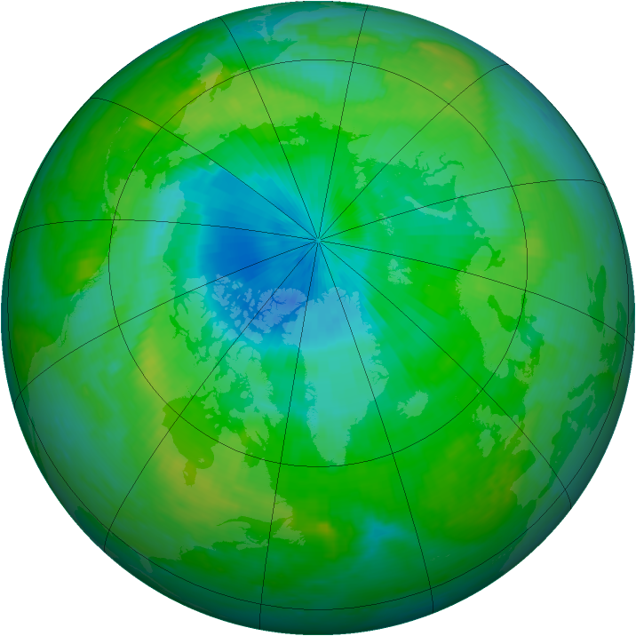 Arctic ozone map for 08 August 1999